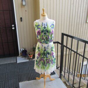 #749  NEW WOMAN'S FLORAL CHIFFON DRESS BY RALPH LAUREN  (SIZE 14)